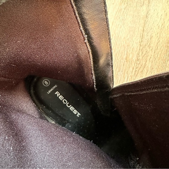 Vintage 90's Y2K Black Ankle Boots Faux Wood Platform Heel Booties - Size 8 - Picture 14 of 16